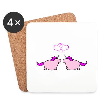 fat unicorns love - Untersetzer (4er-Set) - Weiß - Vorne