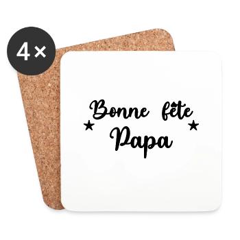 PAPA. FÊTE DES PÈRES. BONNE FÊTE PAPA. BONNE FÊTE - Dessous de verre (lot de 4) - blanc - Devant