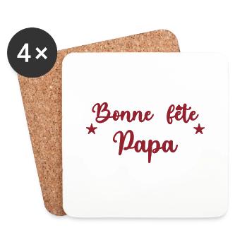BONNE FÊTE PAPA. PAPA. FÊTE DES PÈRES. BONNE FÊTE - Dessous de verre (lot de 4) - blanc - Devant