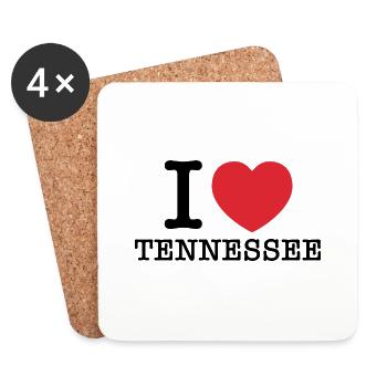 J’aime le Tennessee | Tennessee (États-Unis) | J’ai le cœur du Tennessee - Dessous de verre (lot de 4) - blanc - Devant