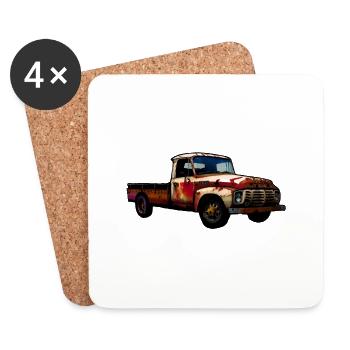 Camionnette rouillée - Dessous de verre (lot de 4) - blanc - Devant