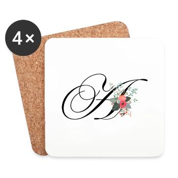 Lettre a fleuris - Dessous de verre (lot de 4) - blanc - Devant