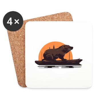 Bieber in the sunset - Coasters (set of 4) - white - Front