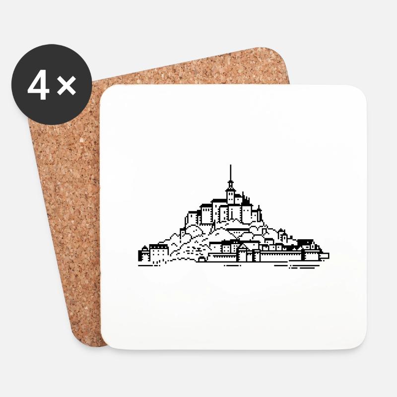 1bit Pixel Mont Saint Michel - Untersetzer (4er-Set) - Weiß