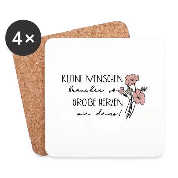 Kleine Menschen brauchen so große Herzen wie deins - Untersetzer (4er-Set) - Weiß - Vorne