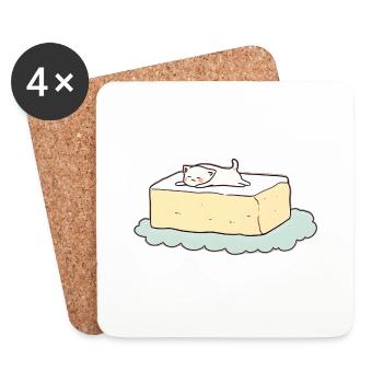 Cat on Toast: A Minimalist Work of Art - Coasters (set of 4) - white - Front