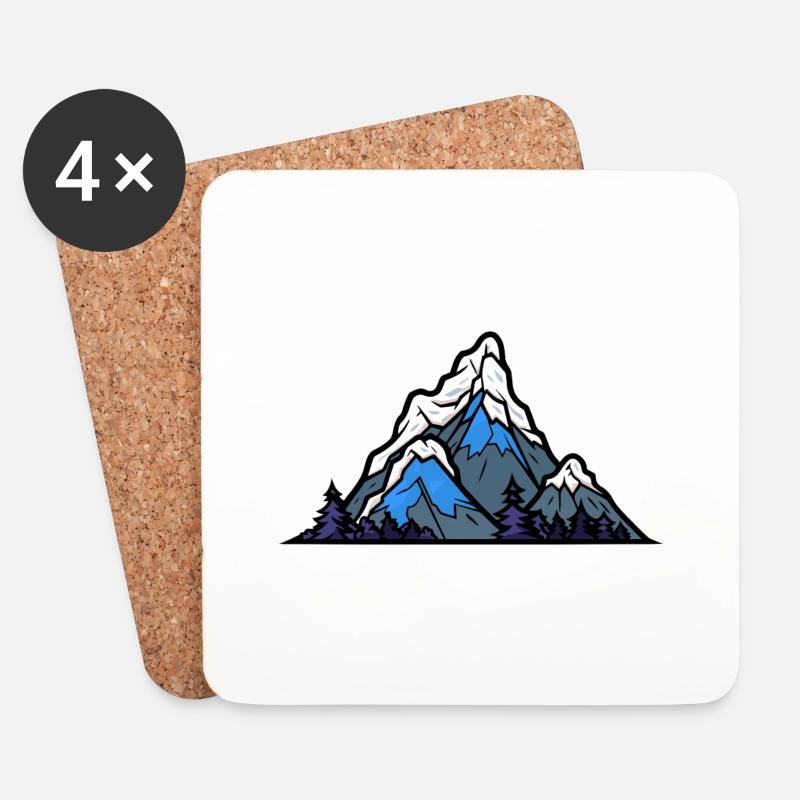 Berge Natur - Untersetzer (4er-Set) - Weiß