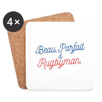 Beau cadeau Papa Parfait XV rugby - Dessous de verre (lot de 4) - blanc - Devant