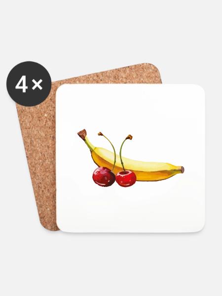 banane kirschen - Untersetzer (4er-Set) - Weiß