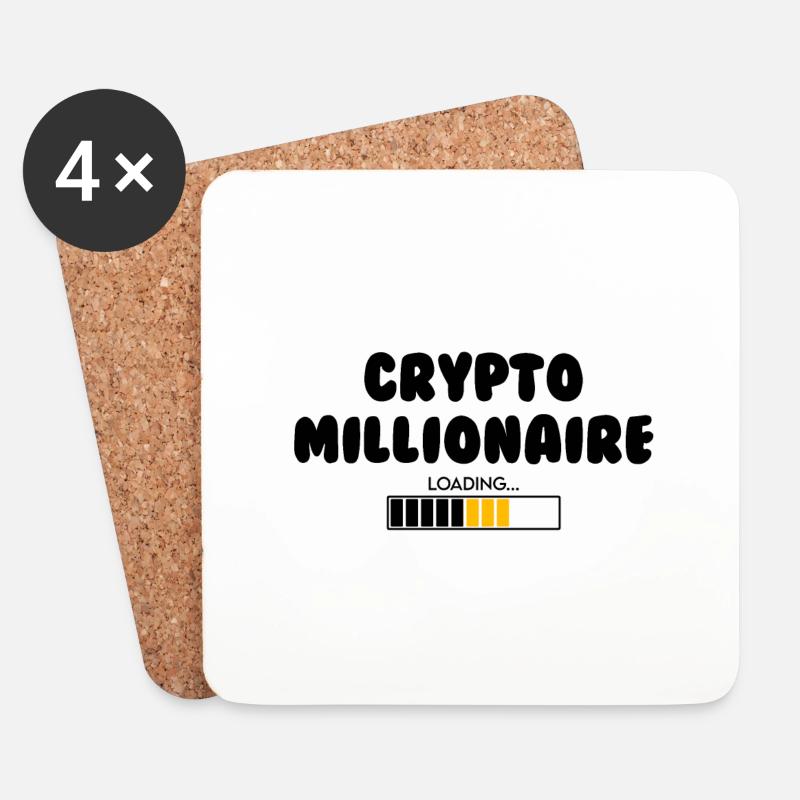 Crypto Millionaire Loading - Coasters (set of 4) - white