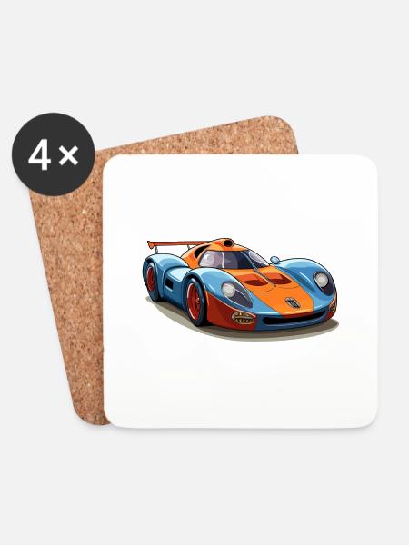 Sportwagen - Untersetzer (4er-Set) - Weiß