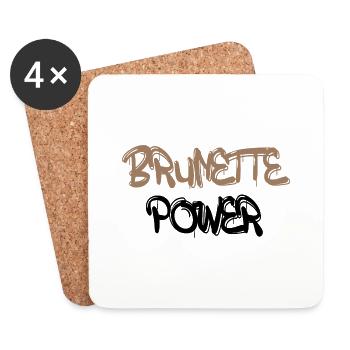 cool t-shirt design for brunettes - Coasters (set of 4) - white - Front