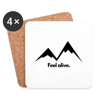 Mountains Hiking Feel alive - Coasters (set of 4) - white - Front