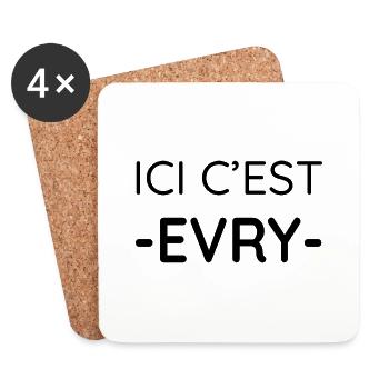Ici c'est Evry (noir) - Dessous de verre (lot de 4) - blanc - Devant