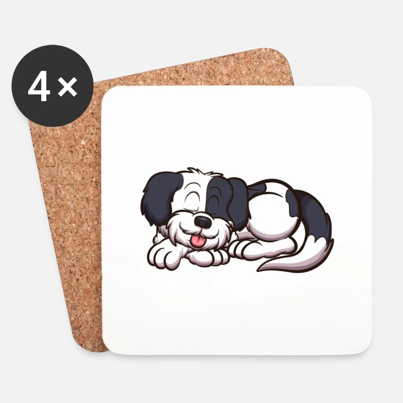 Sleeping Shih Tzu Dog - Sottobicchieri (set da 4 pezzi) - bianco