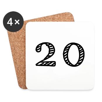 20. 20 ANS. 20e ANNIVERSAIRE. ANNIVERSAIRE 20 ANS. - Dessous de verre (lot de 4) - blanc - Devant