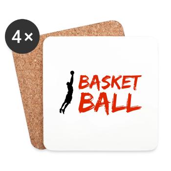 Silhouette de basket-ball - Dessous de verre (lot de 4) - blanc - Devant