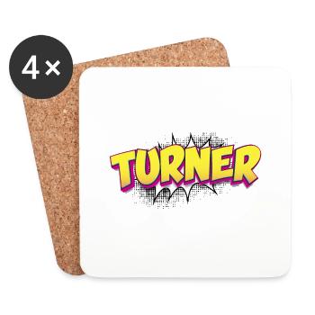 Turner nom personnalisé bande dessinée Style Pop Art, - Dessous de verre (lot de 4) - blanc - Devant