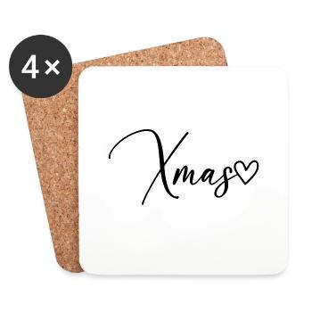 Xmas Christmas Font - Coasters (set of 4) - white - Front