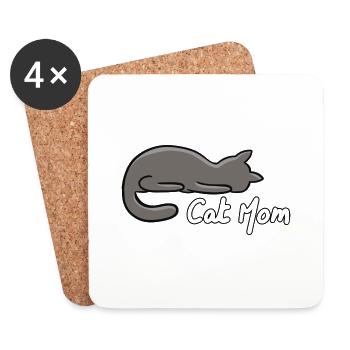 Katzen-Mama - Untersetzer (4er-Set) - Weiß - Vorne