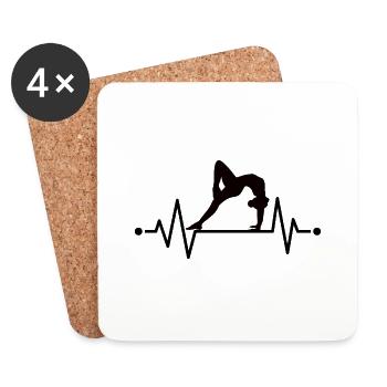 Gymnaste Heartbeat Line cadeau dames filles - Dessous de verre (lot de 4) - blanc - Devant