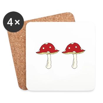 Amanite tue-mouches double - Dessous de verre (lot de 4) - blanc - Devant