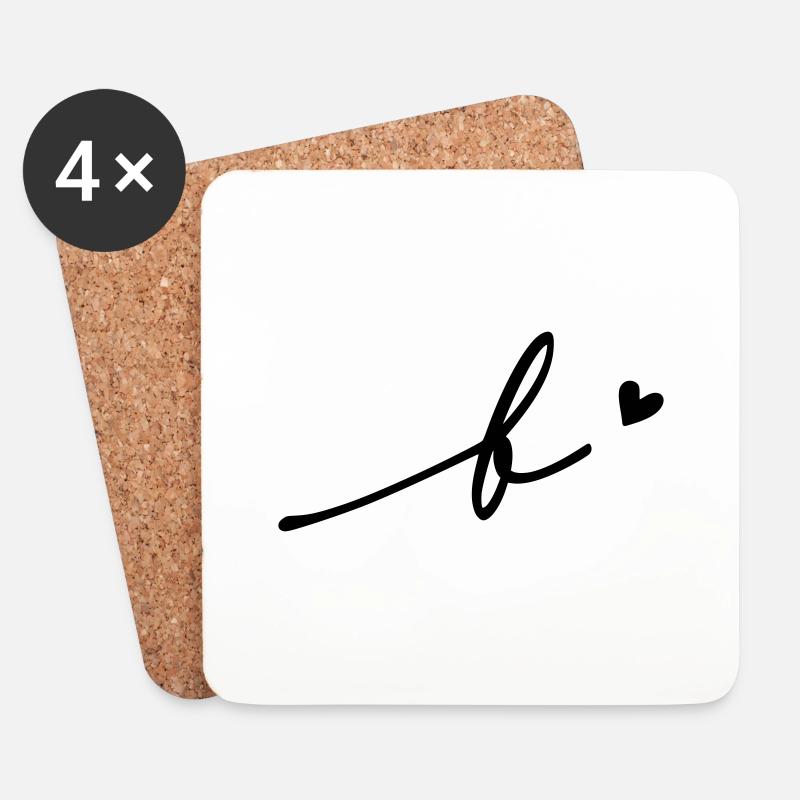 Buchstabe B Schreibschrift - Untersetzer (4er-Set) - Weiß
