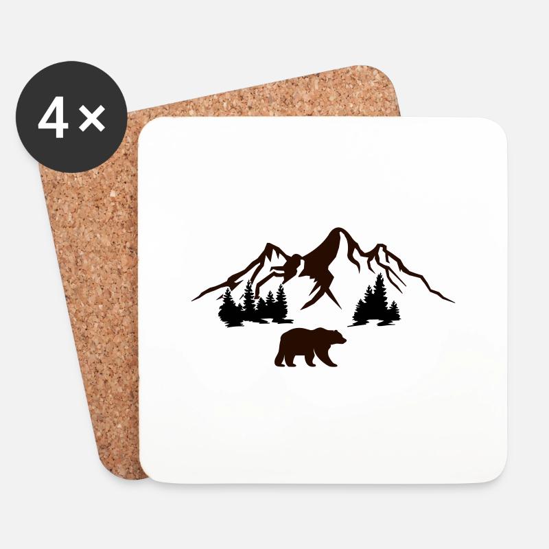 bär berge natur - Untersetzer (4er-Set) - Weiß