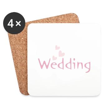 Hochzeit - Untersetzer (4er-Set) - Weiß - Vorne