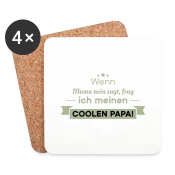 cooler Papa Sprüche - Untersetzer (4er-Set) - Weiß - Vorne