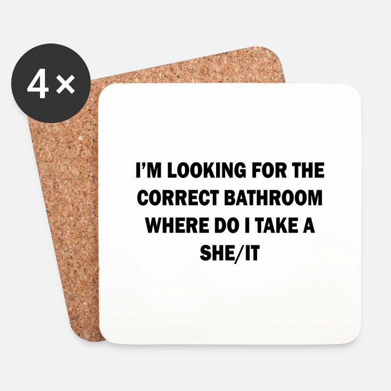 CORRECT BATHROOM TAKE A SHE/IT - Untersetzer (4er-Set) - Weiß