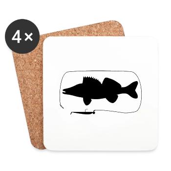 zander mit Gummifisch - Untersetzer (4er-Set) - Weiß - Vorne