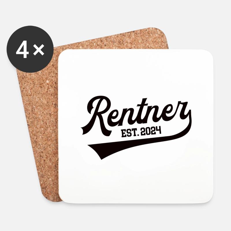 Rentner 2024 Rentenbeginn Rente in 24 Ruhestand - Untersetzer (4er-Set) - Weiß
