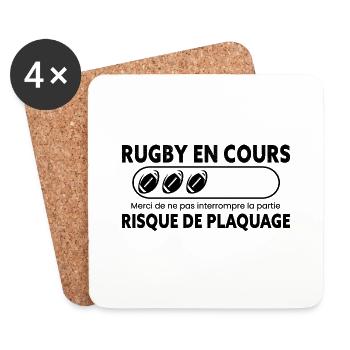 Rugby, Humour Sport, Idée Cadeau Sportif Original - Dessous de verre (lot de 4) - blanc - Devant