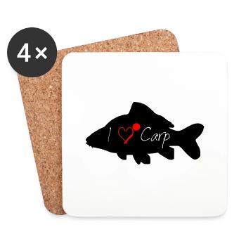 J’adore Carp noir - Dessous de verre (lot de 4) - blanc - Devant