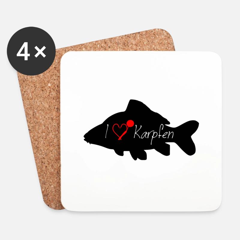 I love KARPFEN schwarz - Untersetzer (4er-Set) - Weiß