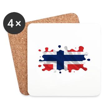 Norvège Norvège Drapeau Scandinavie Norden Tor Viking - Dessous de verre (lot de 4) - blanc - Devant