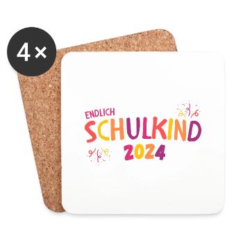 Inscription à l’école fille cadeau premier jour d’école rose - Dessous de verre (lot de 4) - blanc - Devant