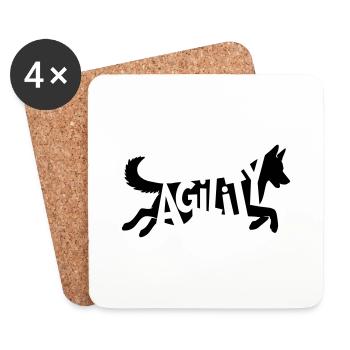 Agility Malinois SVG Vector Color Selectable - Coasters (set of 4) - white - Front