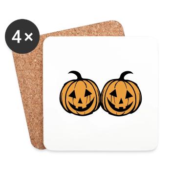Pumpkin Face - Coasters (set of 4) - white - Front