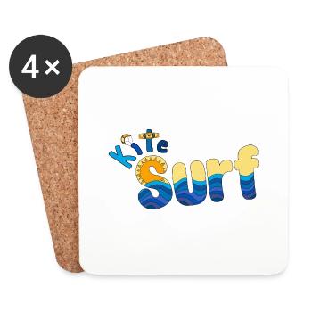 Kitesurf Schriftzug - Untersetzer (4er-Set) - Weiß - Vorne