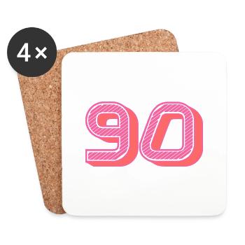 90. 90 ANS. 90e ANNIVERSAIRE. ANNIVERSAIRE 90 ANS. - Dessous de verre (lot de 4) - blanc - Devant