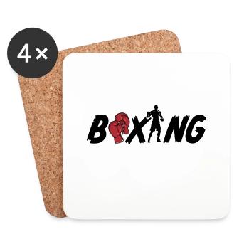 Boxeur de boxe - Dessous de verre (lot de 4) - blanc - Devant