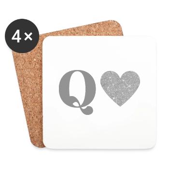 Silver Heart Q Letter - Coasters (set of 4) - white - Front
