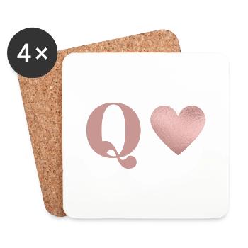 Letter q heart rose gold - Coasters (set of 4) - white - Front