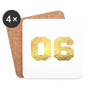 Number 6 Gold Glitter - 6th Anniversary - Coasters (set of 4) - white - Front