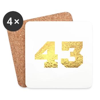 Number 43 Gold Glitter - 43rd Anniversary - Coasters (set of 4) - white - Front