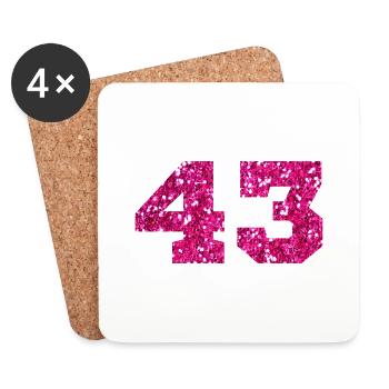 Number 43 Pink Glitter - 43rd Anniversary - Coasters (set of 4) - white - Front