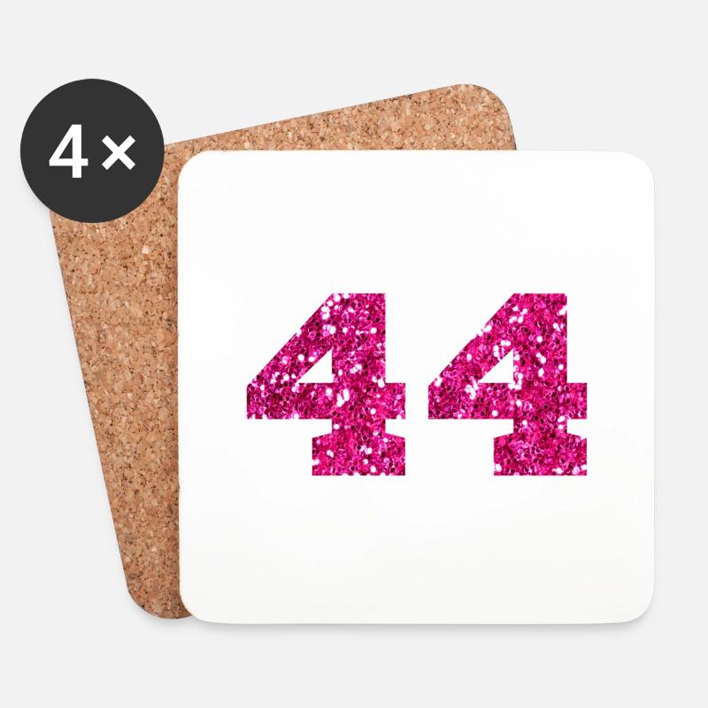 Nummer 44 Pink Glitter - 44. Jahrestag - Untersetzer (4er-Set) - Weiß