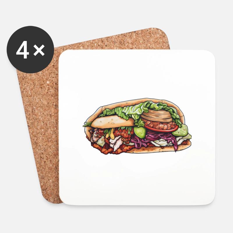 Döner - Untersetzer (4er-Set) - Weiß